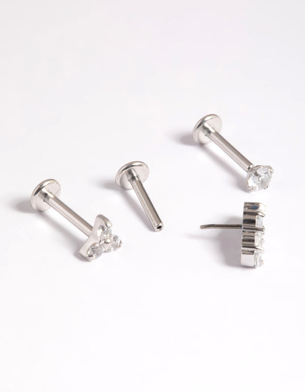 Platinum Plated Titanium Threadless Crystal Marquise Flat Back Pack