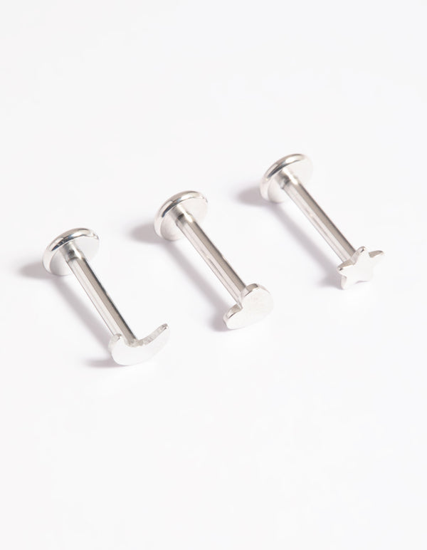 Platinum Plated Titanium Threadless Celestial Flat Back Pack