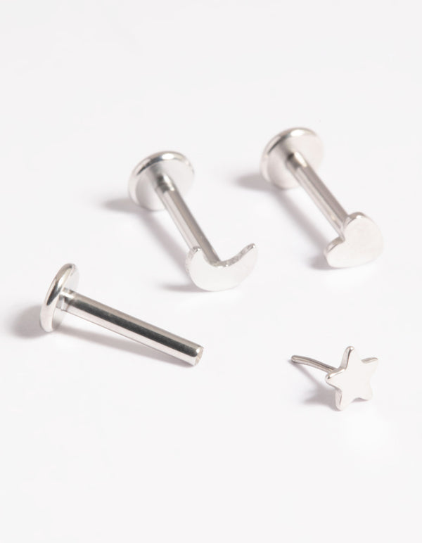 Platinum Plated Titanium Threadless Celestial Flat Back Pack