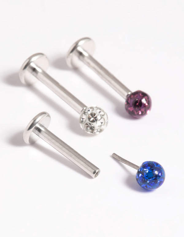 Platinum Plated Titanium Threadless Crystal Pave Flat Back Pack