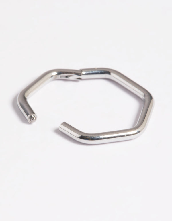 Platinum Plated Titanium Hexagon Clicker Ring