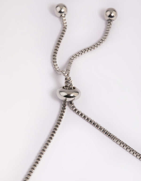 Silver Cubic Zirconia Pear Toggle Bracelet