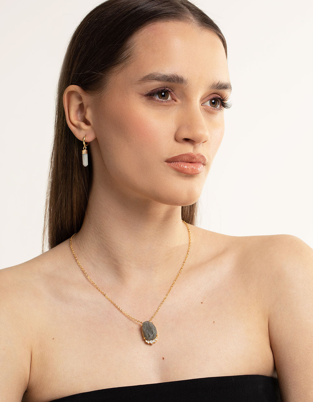 Gold Plated Amazonite Huggie Hoop Earrings