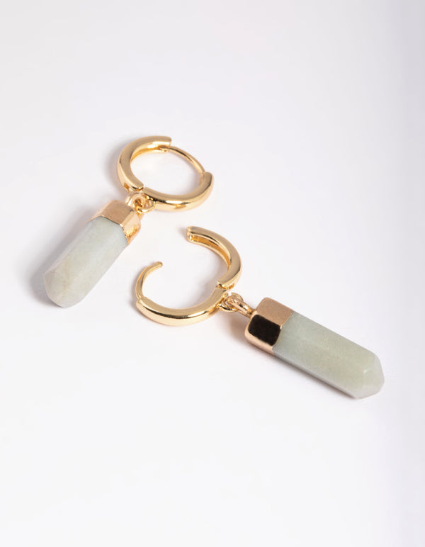 Gold Plated Amazonite Huggie Hoop Earrings