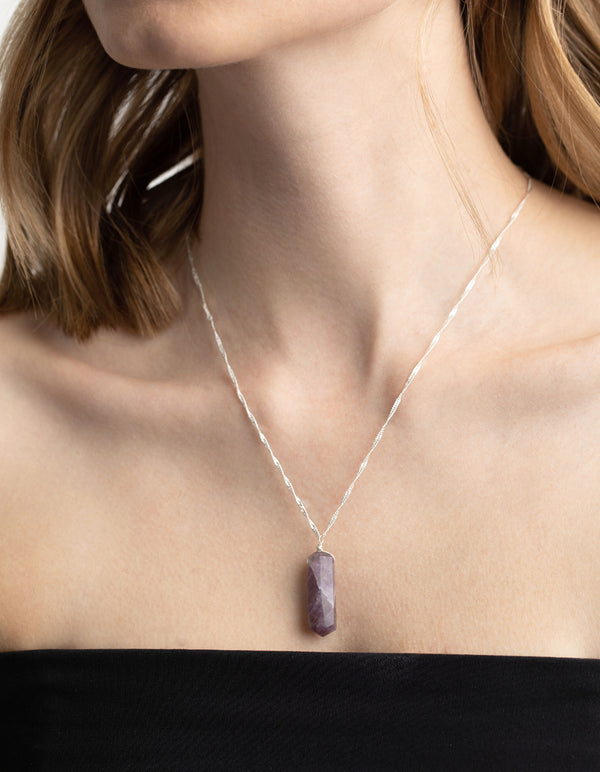 Silver Plated Amethyst Chain Necklace