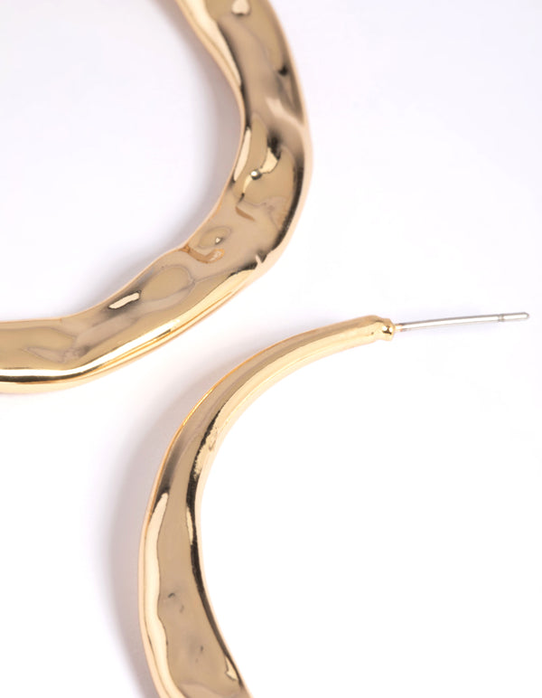 Gold Plated Molten Hoop Earrings