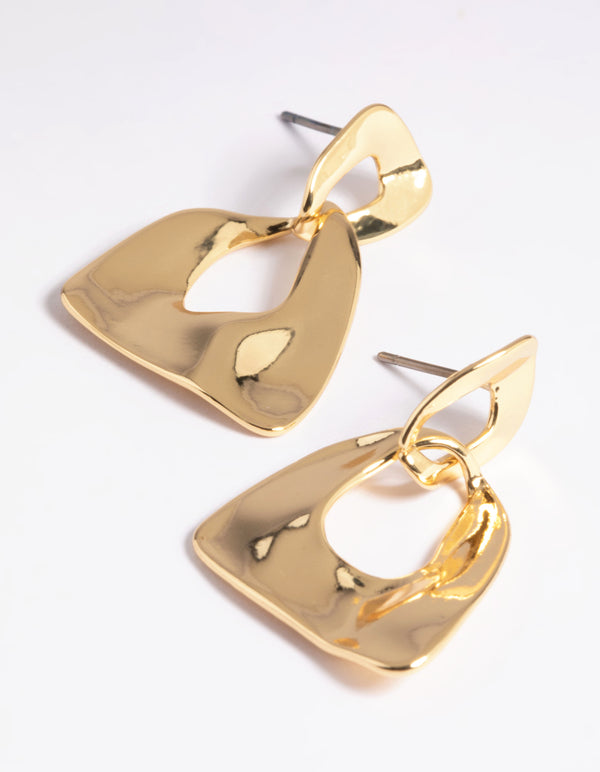 Gold Plated Molten Door Knocker Earrings