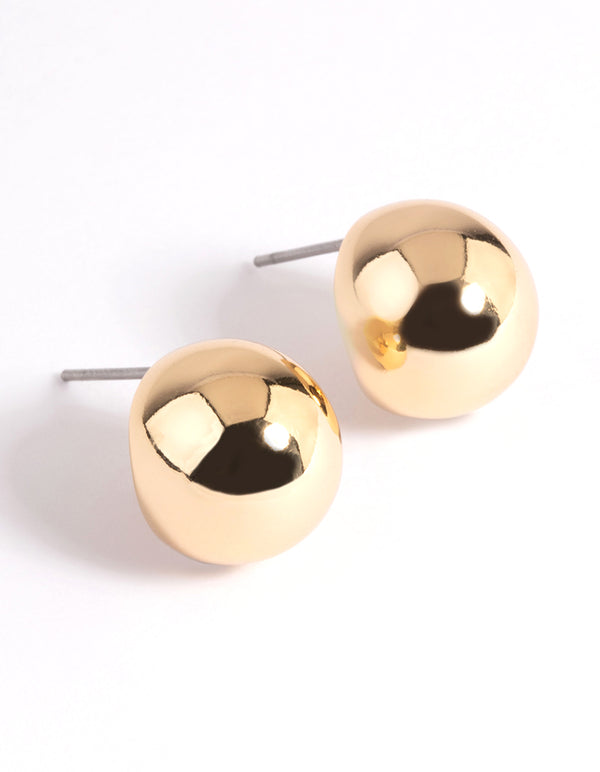Gold Plated Brass Ball Stud Earrings