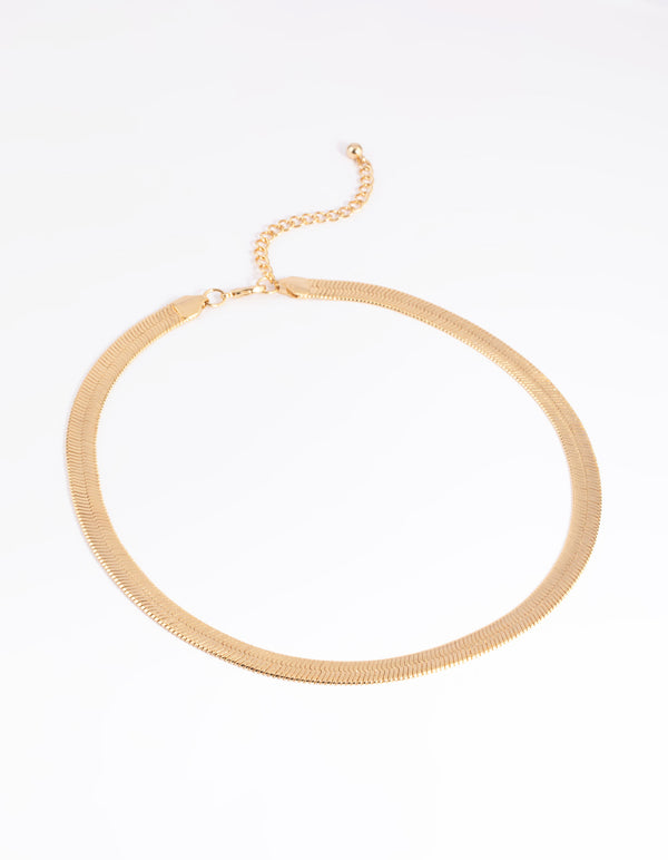 Gold Plated Wide Snake Chain Necklace