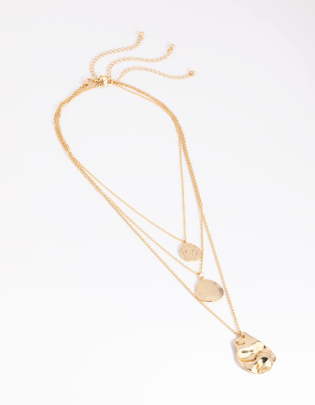 Gold Plated Molten Layered Necklace Pack