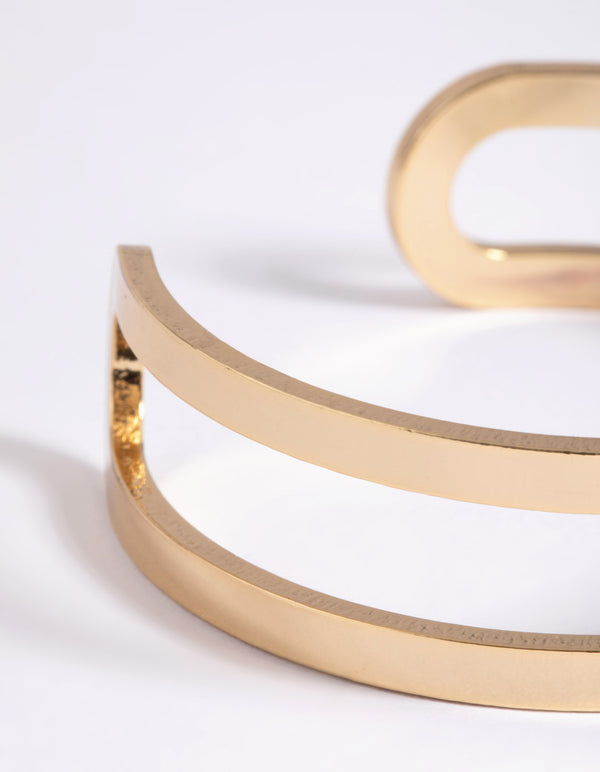Gold Plated Smooth Cuff Bangle Bracelet