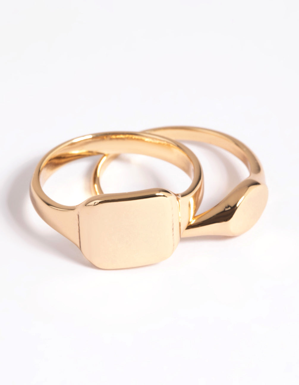 Gold Plated Signet Ring Stack Pack