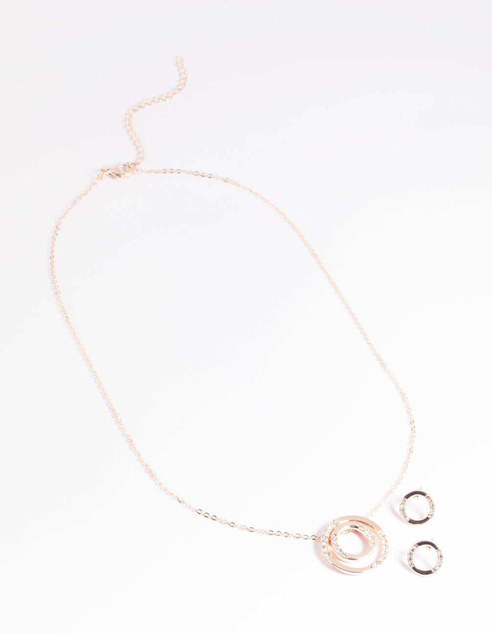Gold Diamante Circle Necklace & Earrings Set