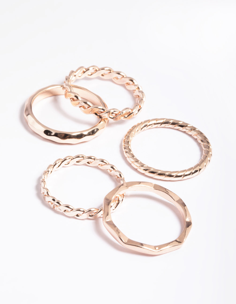 Rose Gold Crossiant Rings 5-Pack