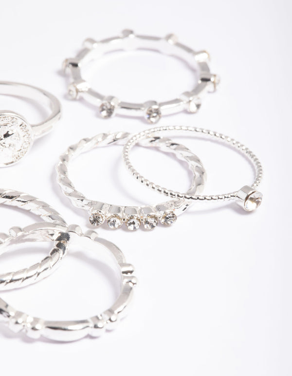 Silver Mini Coin Rings 6-Pack