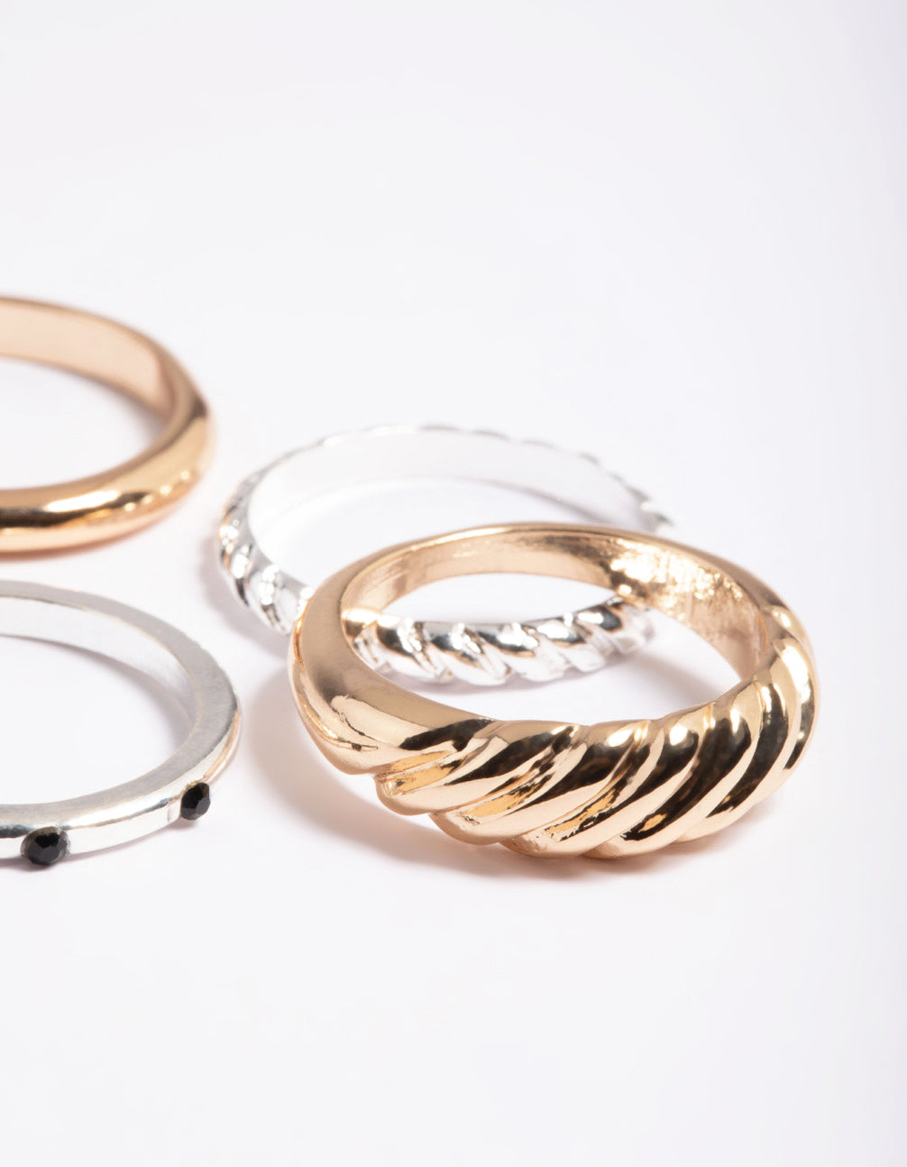 Mixed Metal Twist & Basic Rings 4-Pack