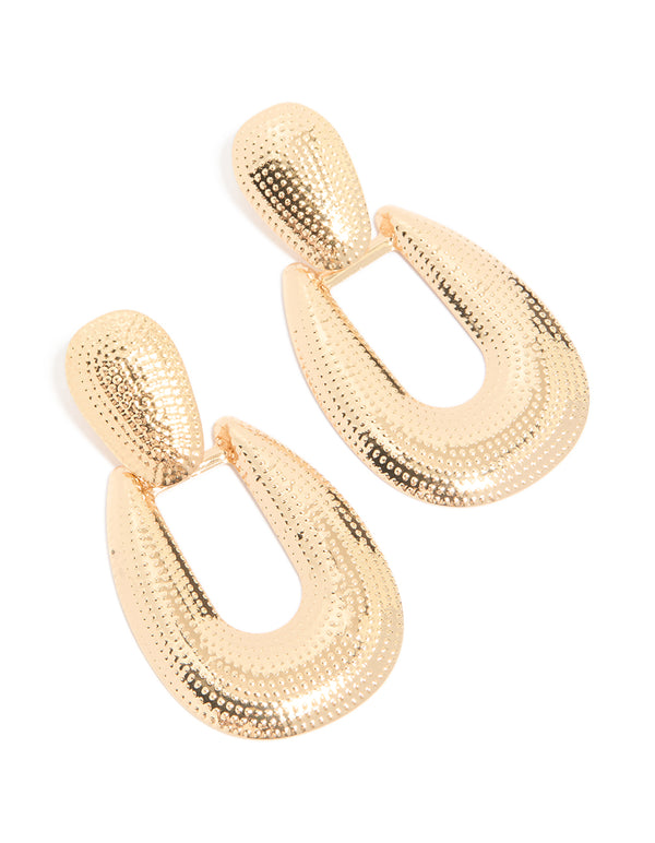 Gold Dot Textured and drop Earrings _front