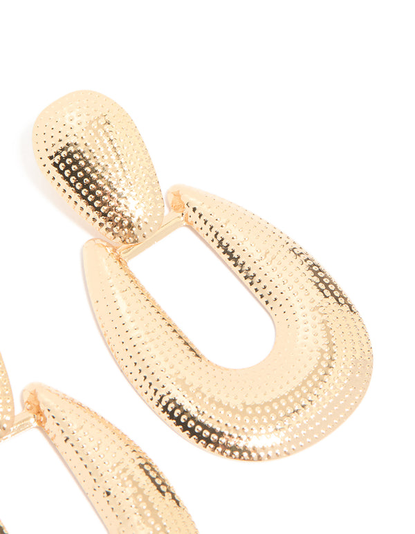 Gold Dot Textured and drop Earrings _detail