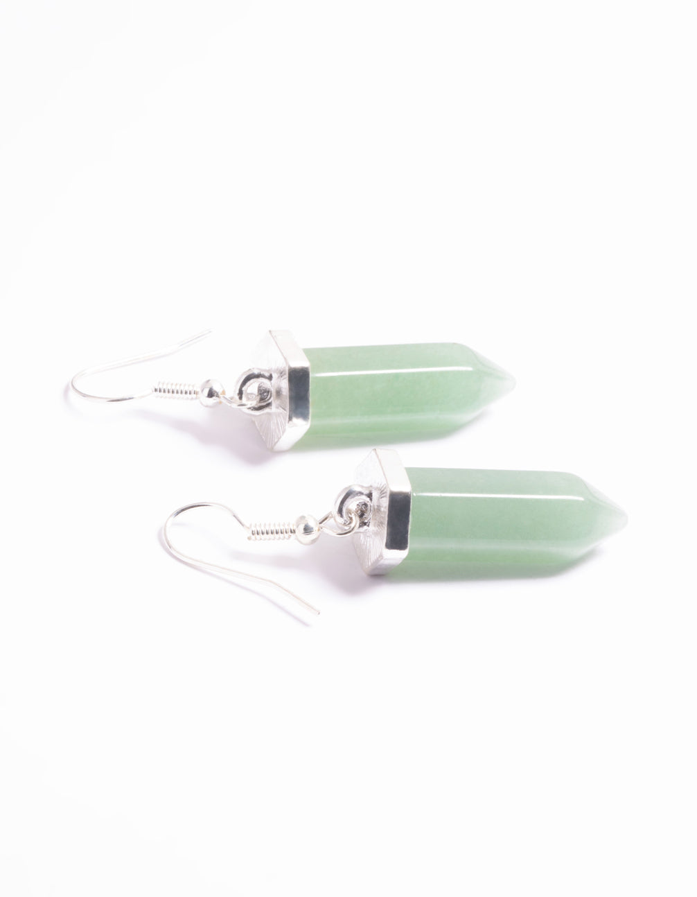 Silver Green Aventurine Shard Drop Earrings