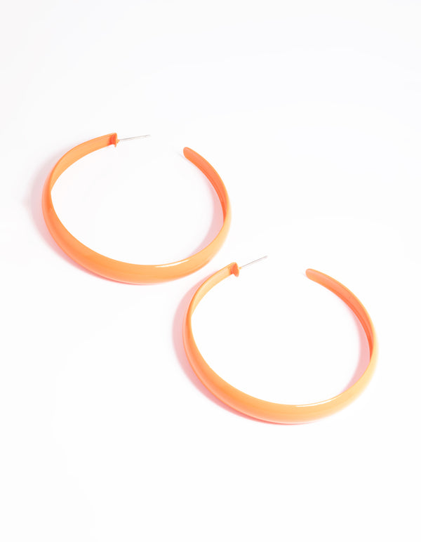 Glossy Orange 60mm Hoop Earrings