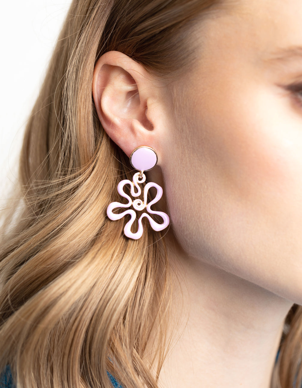90s Purple Flower Drop Earrings