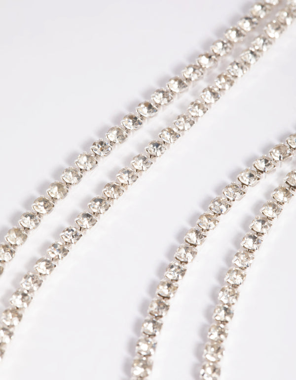 Silver Diamante Chain Drop Earrings