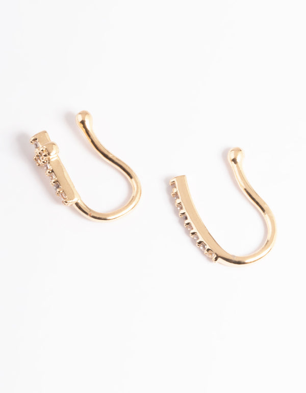 Gold Cubic Zirconia Faux Nose Ring Pack