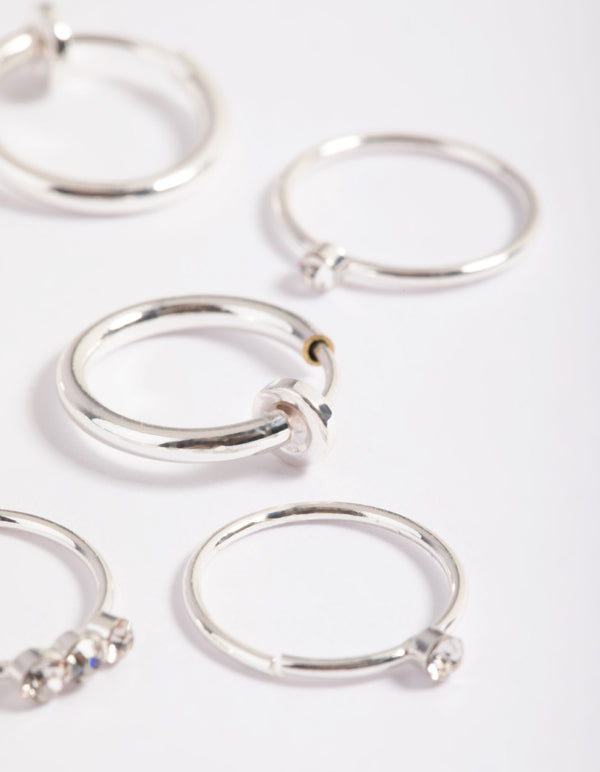 Silver Diamante Row Ring