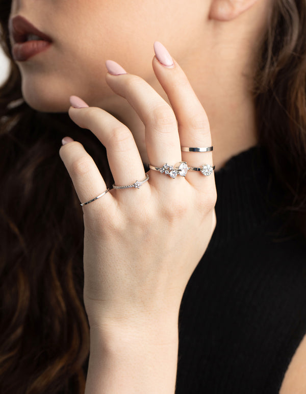 Silver Statement Cluster Ring 5-Pack