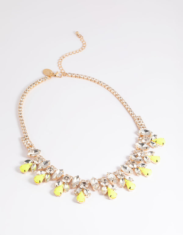 Gold Diamante Neon Statement Necklace