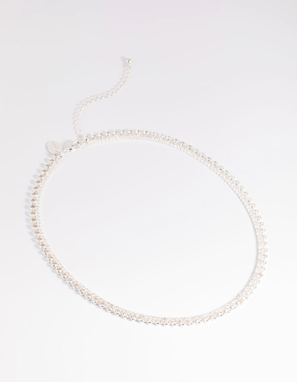 Silver Double Row Tennis Necklace
