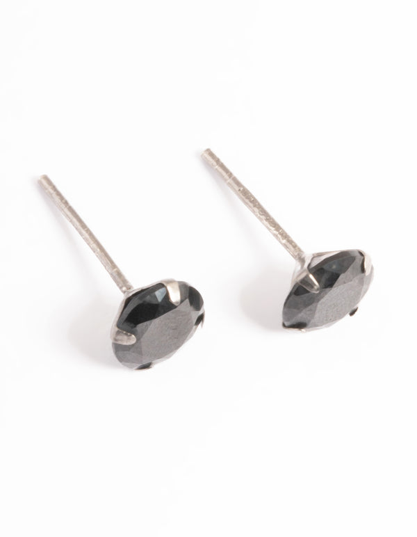 Ruthenium Plated Sterling Silver 1 CT Cubic Zirconia Studs