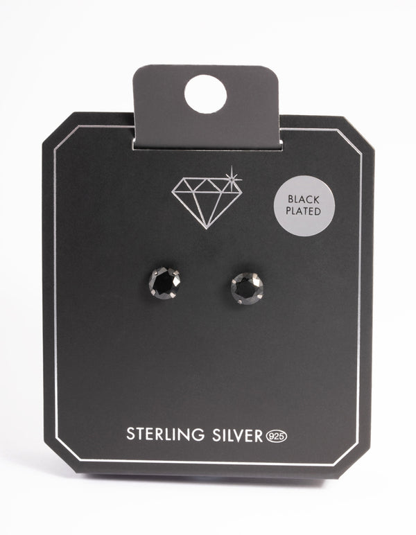 Ruthenium Plated Sterling Silver 1 CT Cubic Zirconia Studs