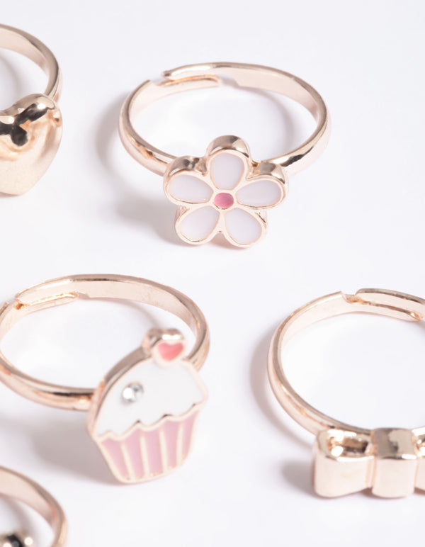 Kids Pink Sweet Ladybug Ring 6-Pack
