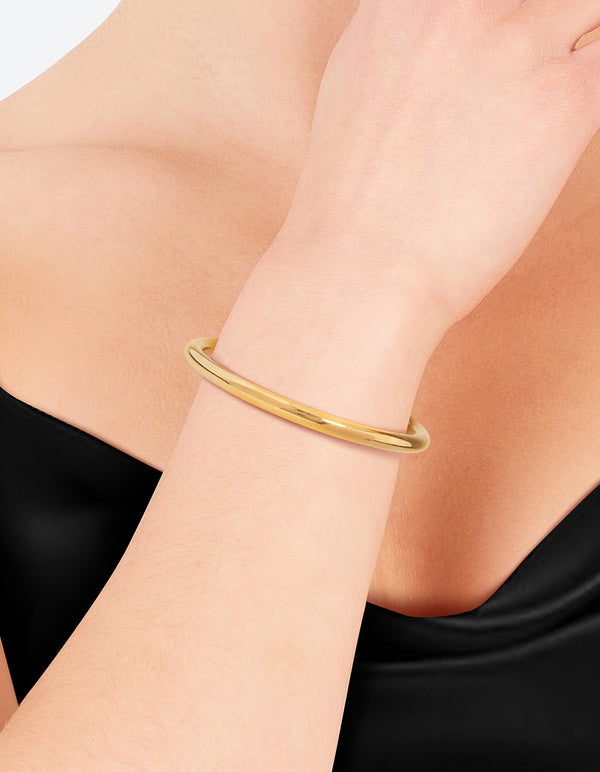 Waterproof Gold Plated Stainless Steel Statement Round Bangle