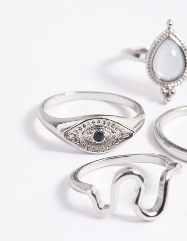 Silver Celestial Eye Ring Pack