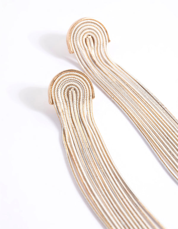 Gold Waterfall Cupchain Earrings