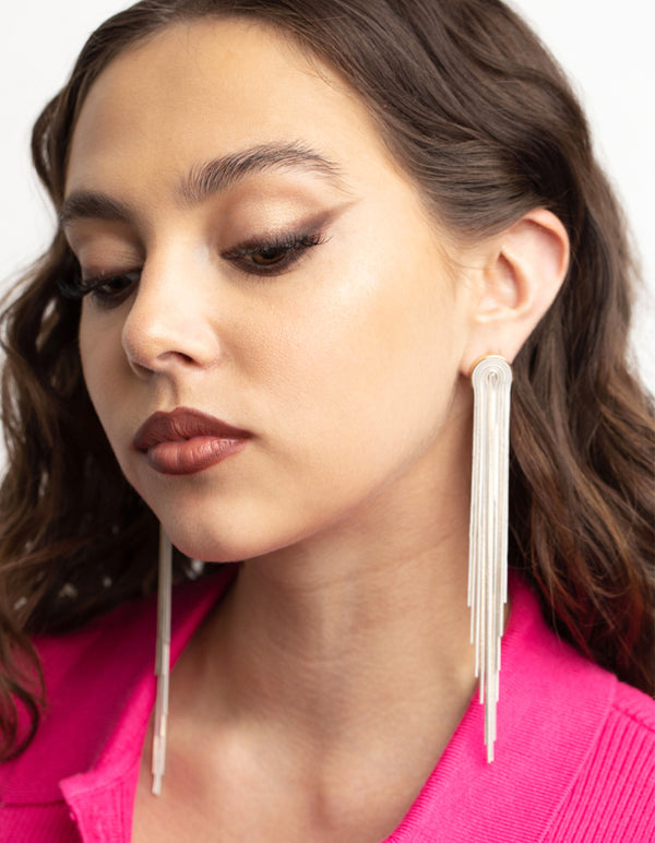 Gold Waterfall Cupchain Earrings