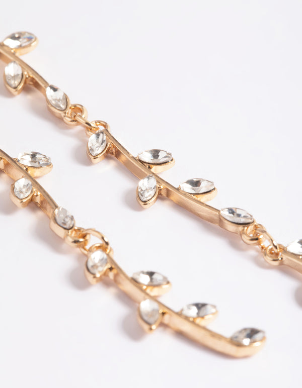 Gold Bendy Vine Drop Earrings