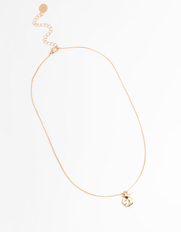 Gold Pearl & Disc Necklace