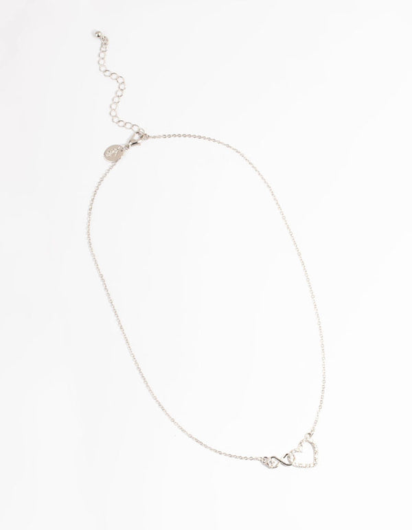 Silver Heart & Infinity Diamante Necklace