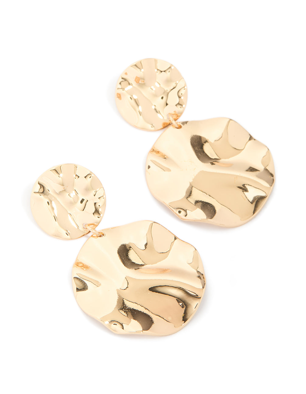 Gold Wrapped Double Disc Drop Earrings