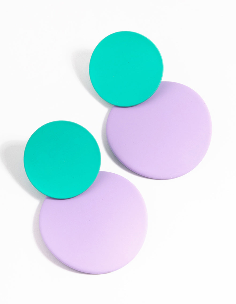 Coated Double Disc Drop Earrings