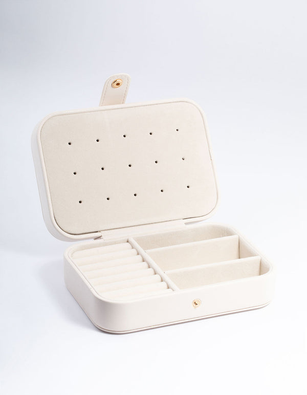 Cream Faux Leather Vanity Jewellery Box