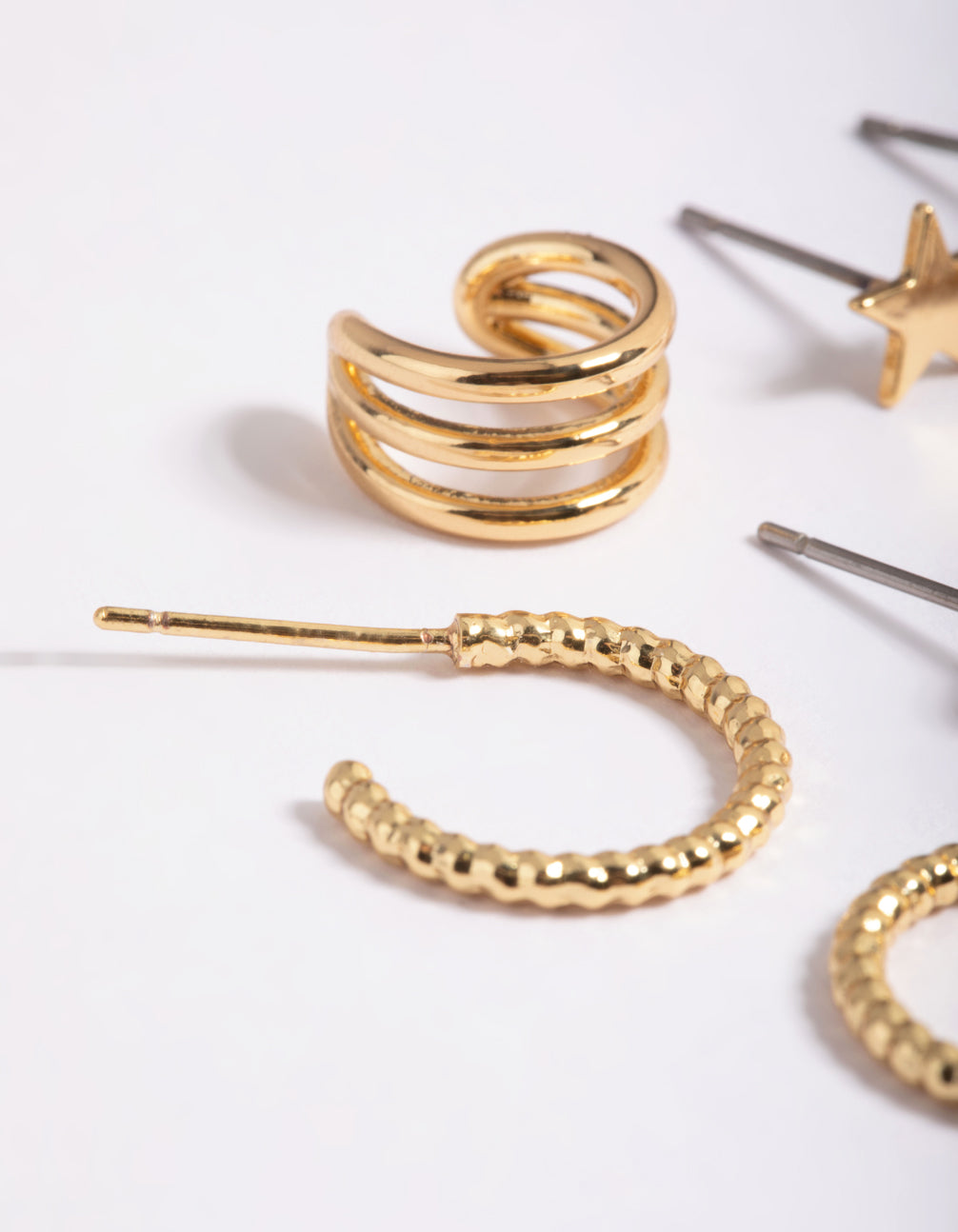 Gold Plated Star & Moon Stud Earring 8-Pack