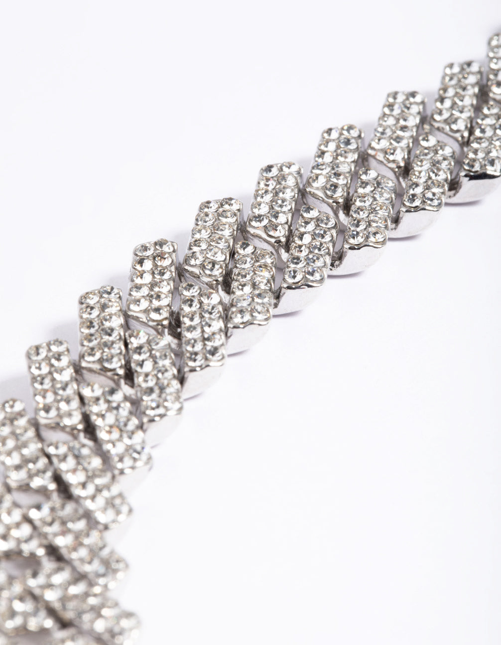 Silver Diamante Miami Chain Bracelet