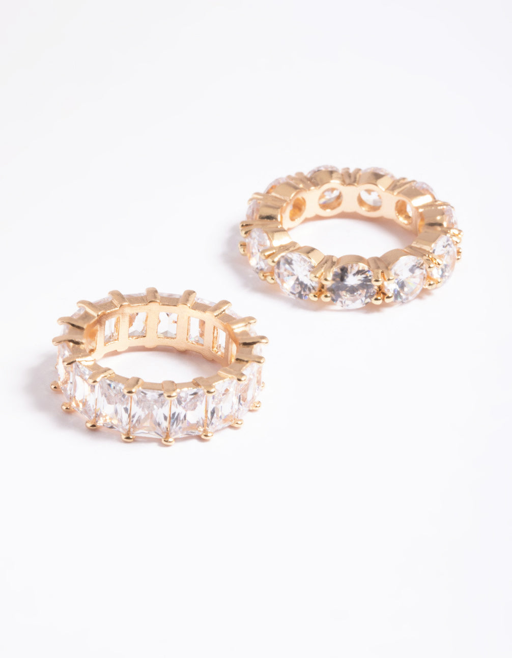 Gold Cubic Zirconia Statement Double Stack Ring