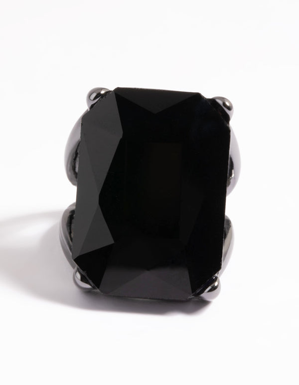 Gunmetal Statement Emerald Cut Ring