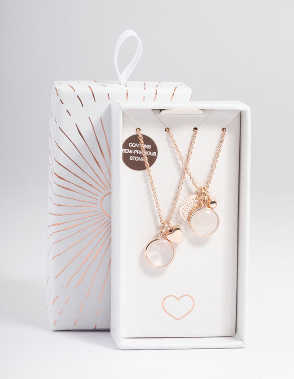 Rose Gold Clear & Rose Quartz Necklace Pack