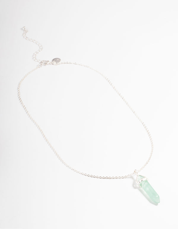 Silver Green Fluorite Shard Necklace